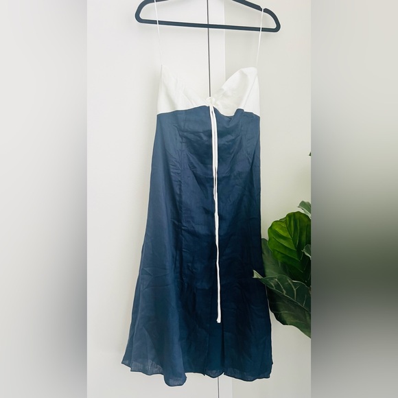 REISS
Sian Color Block Linen Midi Dress New with no tags - Picture 2 of 6